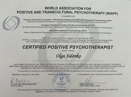 Certified Positive Psychotherapist (Master Training)