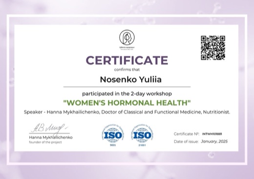 Certificate: Women's Hormonal Health workshop